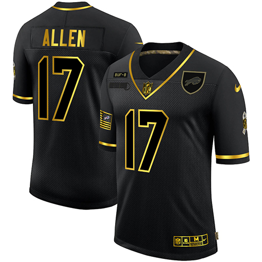 Buffalo Bills #17 Josh Allen Men Nike 2020 Salute To Service Golden Limited NFL black Jerseys->new england patriots->NFL Jersey